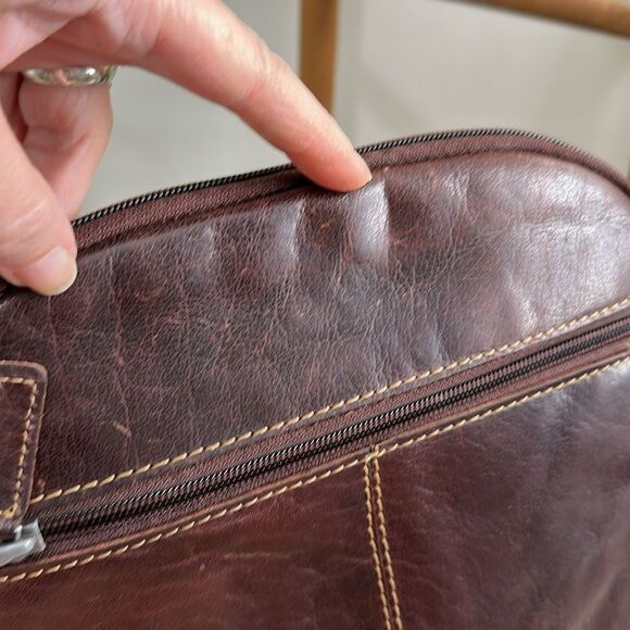 Jack Georges Voyager Convertible Distressed Backpack Crossbody Bag Brn Leather - Picture 7 of 17